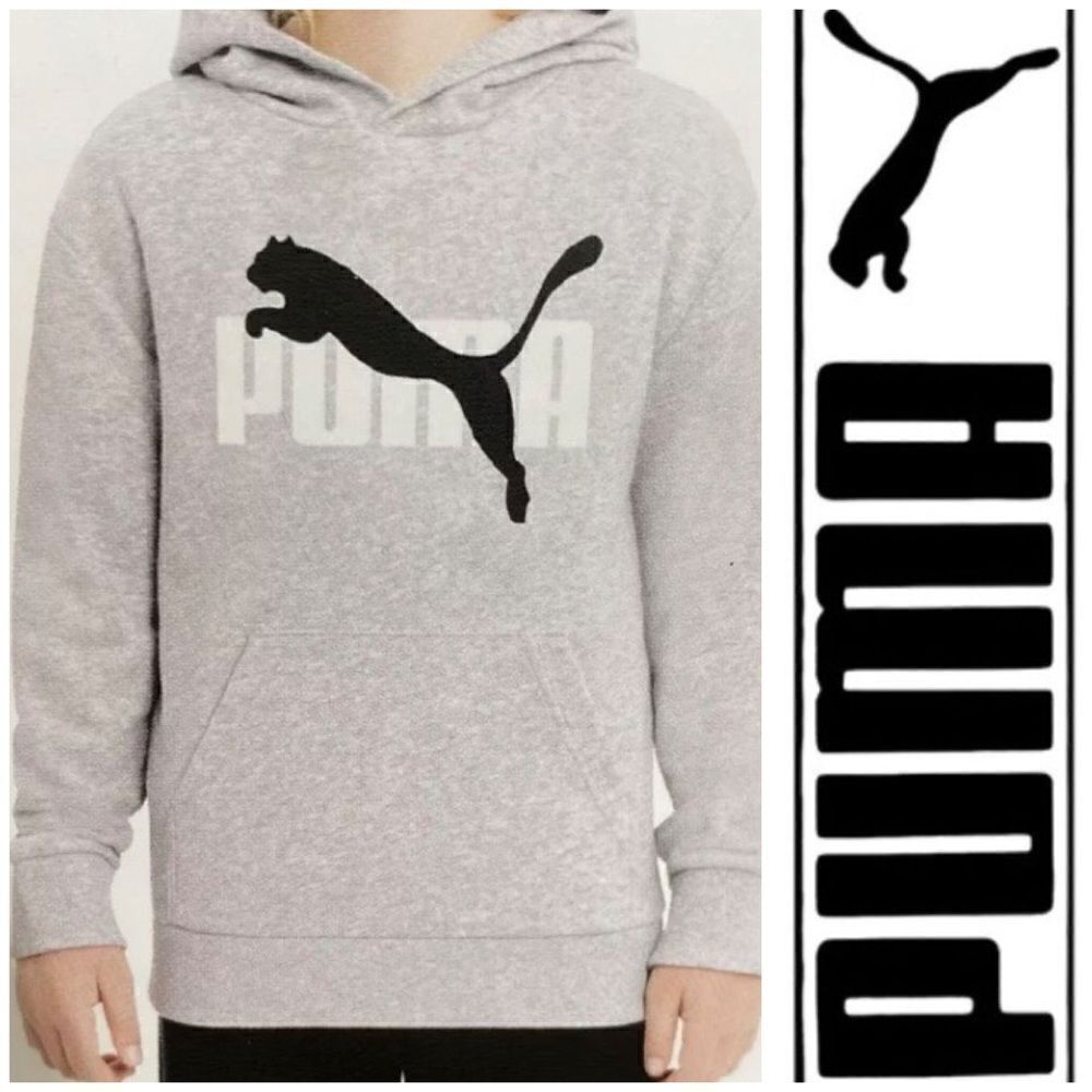 PUMA - 🎉HP🎉Youth Sz L (14-16) French Terry Puma Cat Logo Hoodie/GrayUnisex/NWT!